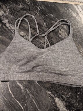 Old Navy Gray Ribbed Double-Strap Sports Bralette